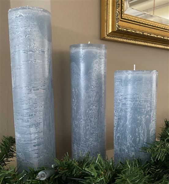 Grote foto krulkaarsen bika kaarsen set van 3 stone ijsblauw 333142 huis en inrichting woningdecoratie