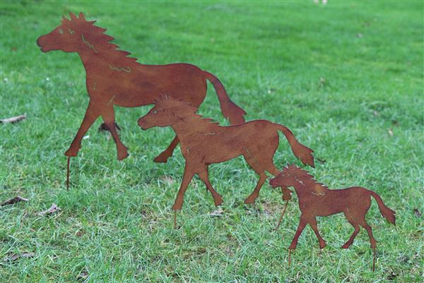 Grote foto tuinsteker paard pony roestkleurig metaal large sp265 tuin en terras tuindecoratie