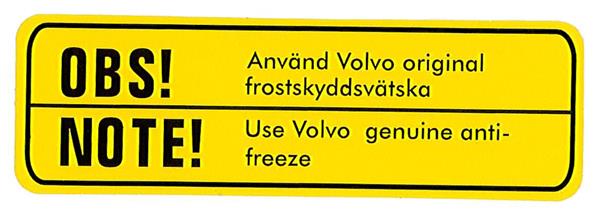 Grote foto sticker obs anvand original frostskydsvatska zwart op geel volvo onderdeel 106 auto onderdelen overige auto onderdelen