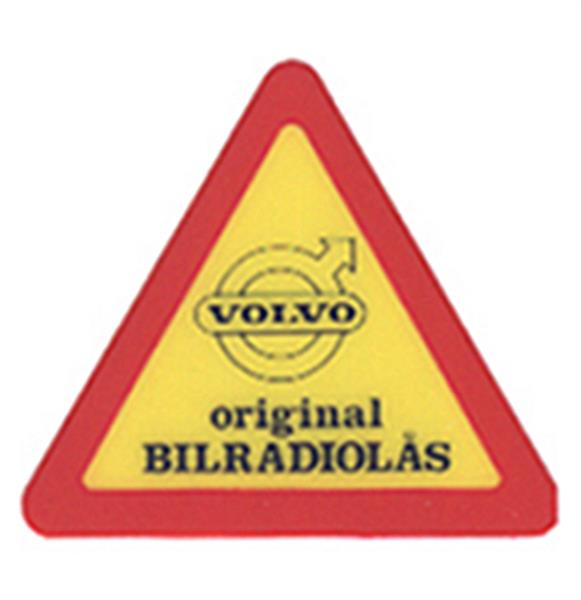 Grote foto sticker original bilradiolas rood op geel driehoek volvo onderdeel 114 auto onderdelen overige auto onderdelen