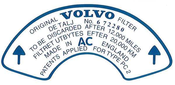 Grote foto sticker original volvo filter etc. blauw op wit voor 672280 volvo onderdeel 186 auto onderdelen overige auto onderdelen