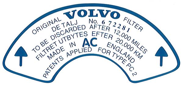 Grote foto sticker original volvo filter etc. blauw op wit voor 672281 b18b volvo onderdeel 187 auto onderdelen overige auto onderdelen