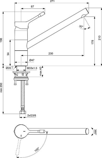 Grote foto ideal standard ideal standard ceralook keukenkraan rvs doe het zelf en verbouw sanitair