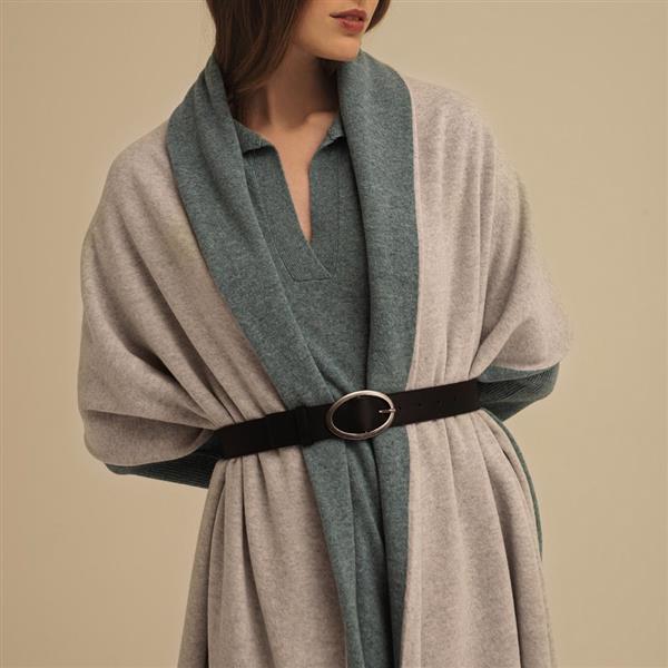 Grote foto kash bi color shawl wol cashmere maat one size kleding dames overige kledingstukken