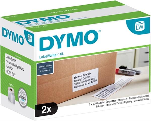 Grote foto dymo originele labelwriter verzendlabels voor hoge capaciteit 59 mm x 102 mm 2 rollen eenvoudig zakelijke goederen kantoorartikelen