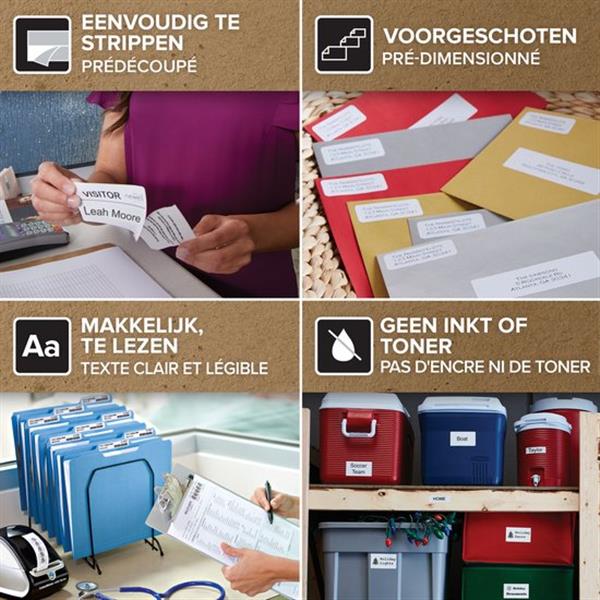 Grote foto dymo originele labelwriter verzendlabels voor hoge capaciteit 59 mm x 102 mm 2 rollen eenvoudig zakelijke goederen kantoorartikelen