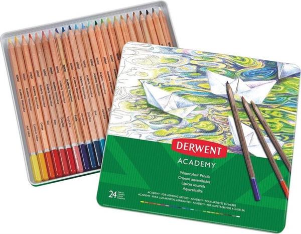 Grote foto derwent academy kleurpotlood geassorteerde kleuren set van 24 kleurpotloden van hoge kwaliteit zakelijke goederen kantoorartikelen