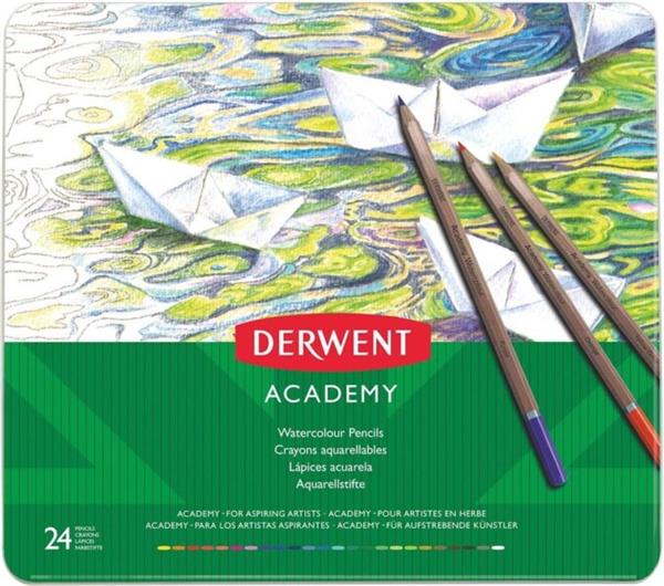 Grote foto derwent academy kleurpotlood geassorteerde kleuren set van 24 kleurpotloden van hoge kwaliteit zakelijke goederen kantoorartikelen