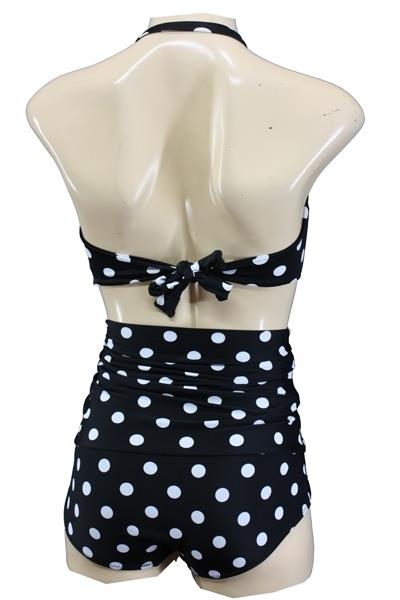 Grote foto aloha beachwear bandeau bikini black dots vintage high waist kleding dames badmode en zwemkleding