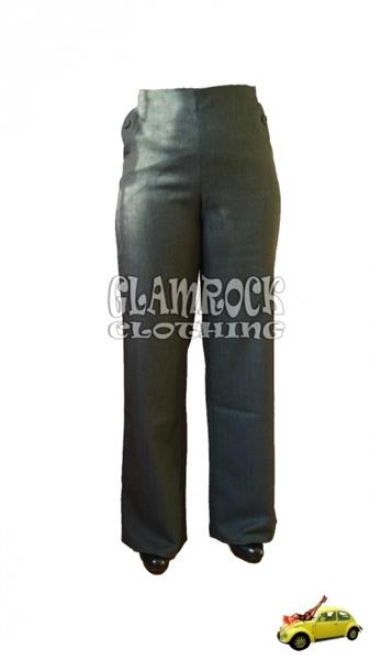 Grote foto miss candyfloss saratoga high waist striped pants in black grey in xlarge. kleding dames broeken en pantalons