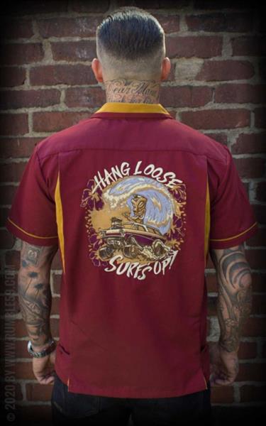 Grote foto rumble 59 bowlingshirt hang loose surf up in large. kleding heren t shirts