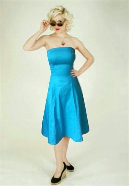 Grote foto hotrod hussy julia dress in turquoise. glamrock original kleding dames jurken en rokken