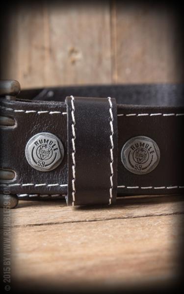 Grote foto rumble 59 leather belt with double buckle in black kleding dames riemen