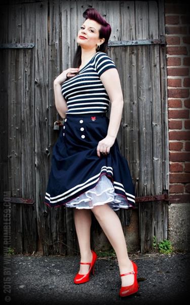 Grote foto rumble 59 petticoat skirt ahoy sailor in medium. kleding dames jurken en rokken
