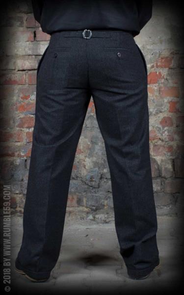 Grote foto rumble 59 vintage loose fit pants sacramento striped black grey in 36 36. kleding heren broeken
