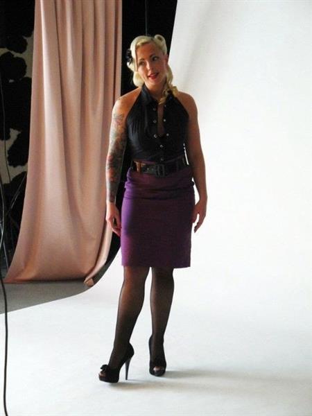 Grote foto route 66 purple pencil in medium. kleding dames jurken en rokken