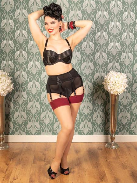 Grote foto what katie did seamed stockings claret glamour. kleding dames ondergoed