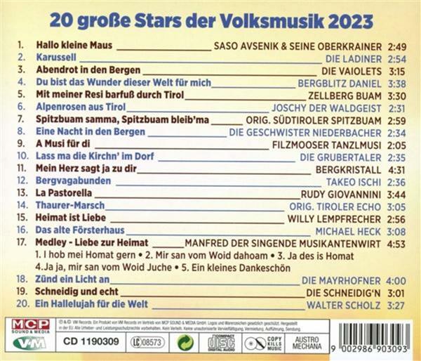 Grote foto mcp 20 grosse stars der volksmusik 2023 cd muziek en instrumenten cds minidisks cassettes