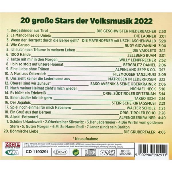 Grote foto 20 grosse stars der volksmusik 2022 cd muziek en instrumenten cds minidisks cassettes