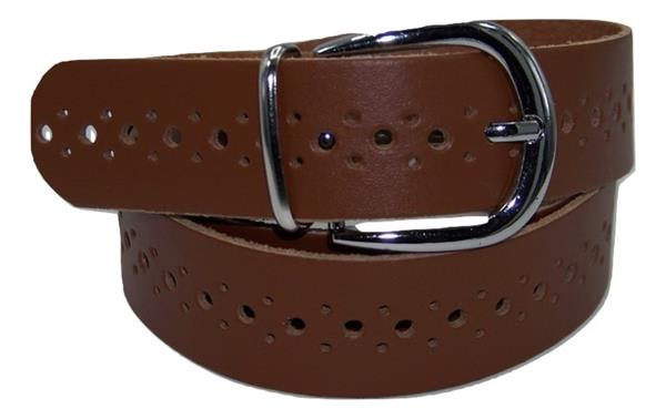 Grote foto leren riemen met gaatjespatroon 3 cm. breed kleding dames riemen