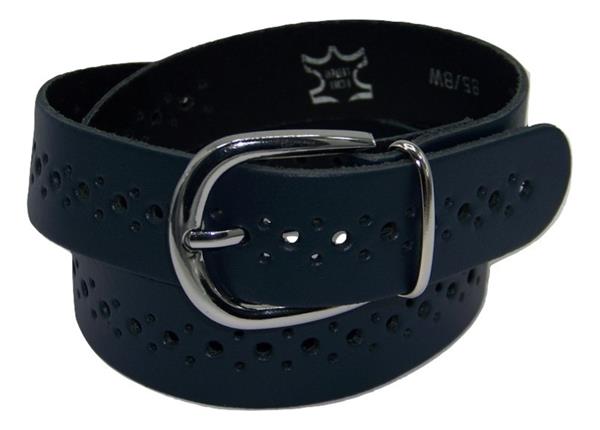 Grote foto leren riemen met gaatjespatroon 3 cm. breed kleding dames riemen
