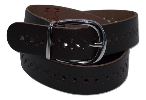 Grote foto leren riemen met gaatjespatroon 3 cm. breed kleding dames riemen