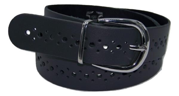 Grote foto leren riemen met gaatjespatroon 3 cm. breed kleding dames riemen