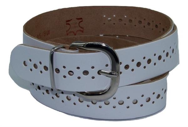Grote foto leren riemen met gaatjespatroon 3 cm. breed kleding dames riemen