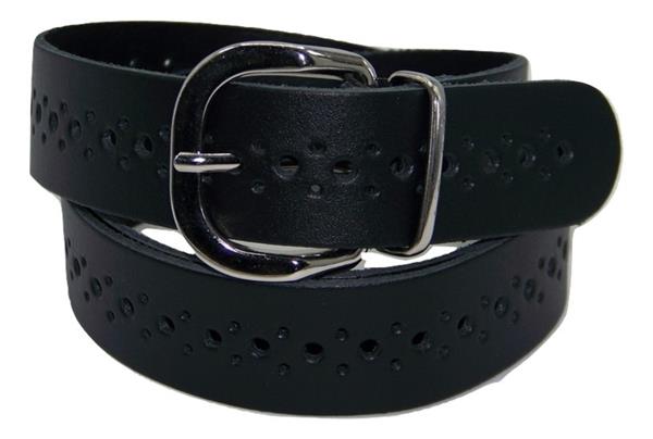 Grote foto leren riemen met gaatjespatroon 3 cm. breed kleding dames riemen