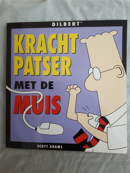 Grote foto afgeprijsd. strip. dilbert. nr. 1. de krachtpatser met de muis. 1e druk. 1997. nieuwstaat. boeken stripboeken