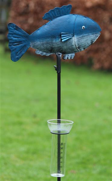 Grote foto regenmeter vis blauw grijs metaal rm130a verzamelen overige verzamelingen