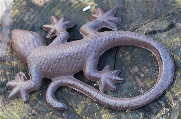 Grote foto salamander gekko 16 cm. gietijzer tuin en terras tuindecoratie