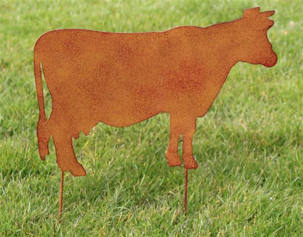 Grote foto tuinsteker koe roestkleurig metaal sk330 tuin en terras tuindecoratie