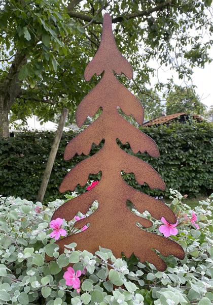Grote foto tuinsteker kerstboom spar roestkleurig metaal groot sb605 tuin en terras tuindecoratie