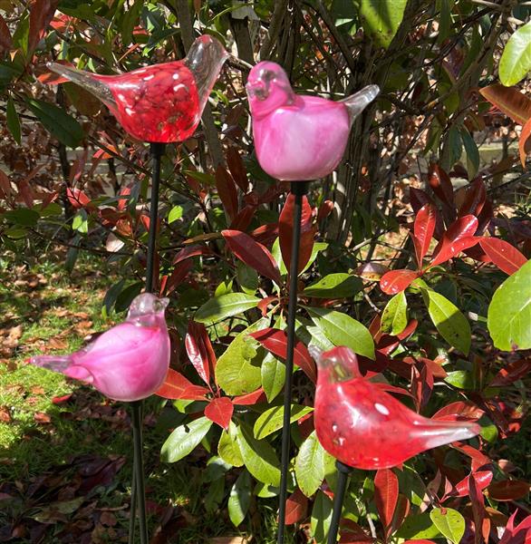 Grote foto tuinsteker vogel van glas rood gv215 tuin en terras tuindecoratie