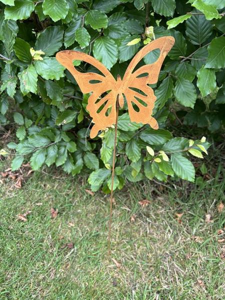 Grote foto tuinsteker vlinder 58 cm. roestig metaal sv1281a tuin en terras tuindecoratie
