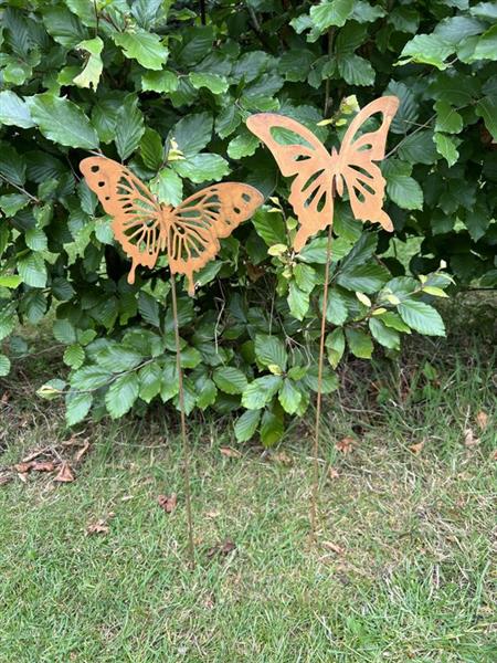 Grote foto tuinsteker vlinder 58 cm. roestig metaal sv1281a tuin en terras tuindecoratie