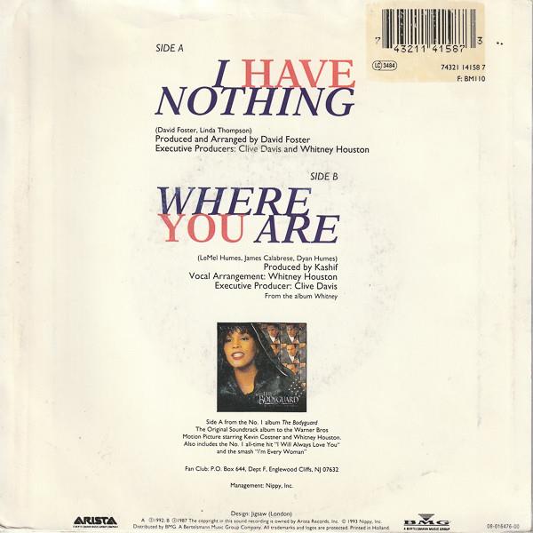 Grote foto whitney houston i have nothing muziek en instrumenten platen elpees singles