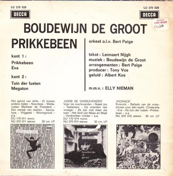 Grote foto boudewijn de groot prikkebeen muziek en instrumenten platen elpees singles