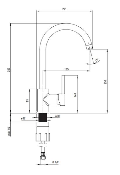 Grote foto keukenkraan milin black zwart huis en inrichting keukenbenodigdheden
