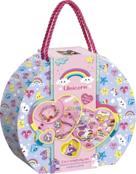 Grote foto totum unicorn knutselkoffer 2 in 1 regenboog armbandjes maken diamond painting knutselen sierade kinderen en baby overige