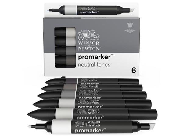 Grote foto winsor newton promarker set neutral tones 6 stuks zakelijke goederen kantoorartikelen