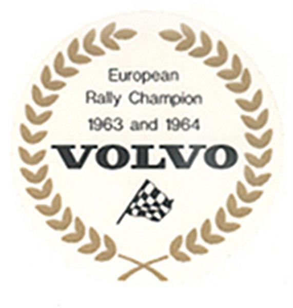 Grote foto sticker european rally champion 1963 1964 goud op wit volvo onderdeel 118 auto onderdelen overige auto onderdelen