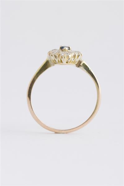 Grote foto antieke markies ring met briljant en saffier kleding dames sieraden