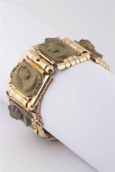 Grote foto antieke schakel armband met lava cam e kleding dames sieraden