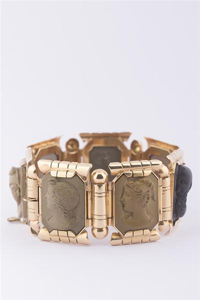 Grote foto antieke schakel armband met lava cam e kleding dames sieraden