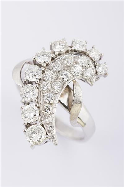 Grote foto wit gouden ring met briljant kleding dames sieraden