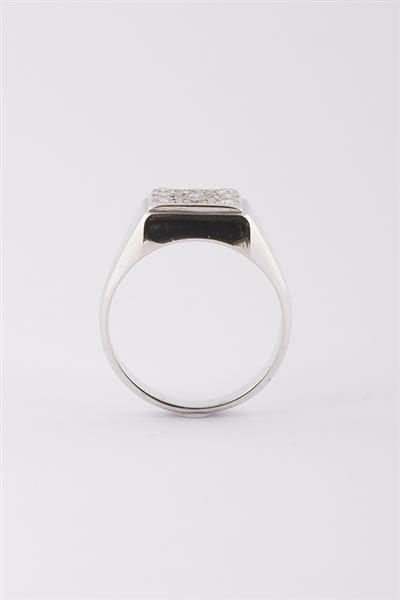 Grote foto wit gouden blok ring met briljant kleding dames sieraden