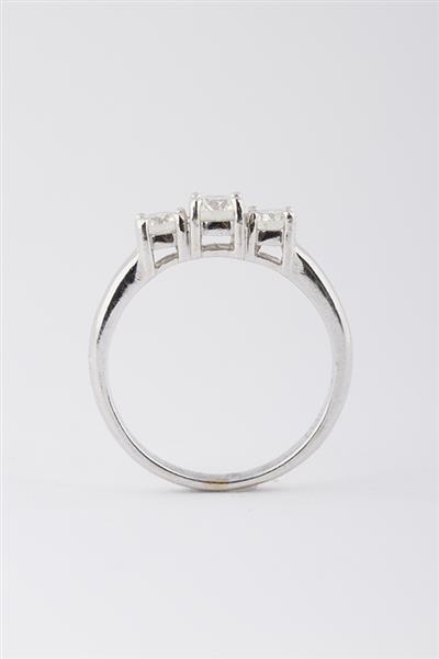 Grote foto wit gouden rij ring met 3 briljanten kleding dames sieraden