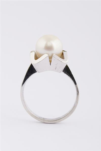 Grote foto wit gouden ring met cultiv parel kleding dames sieraden